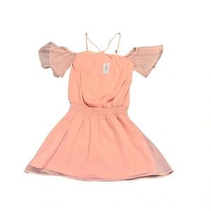 NWT MARCHESA ROSE Off-Shoulder coral pink Dress short Bell Sleeve mini dress